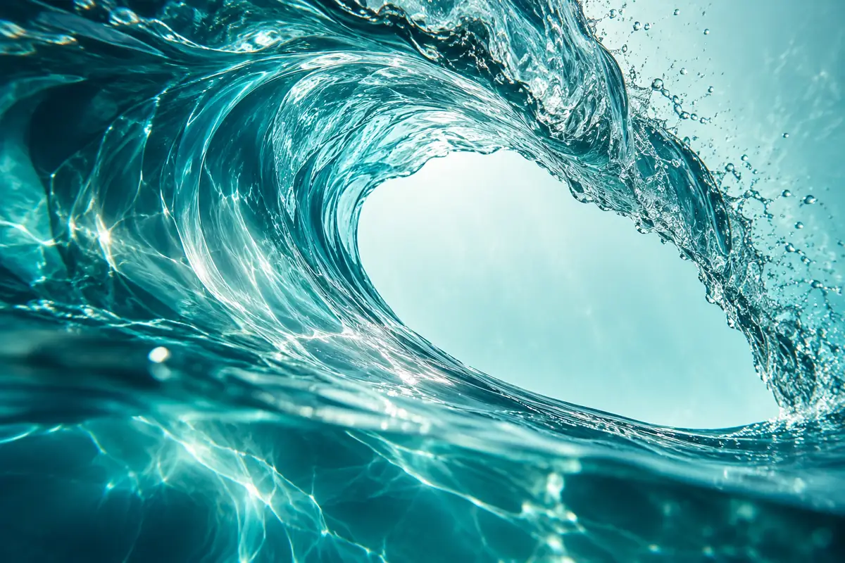 Abstraktná AI grafika — Aqua / kompozícia