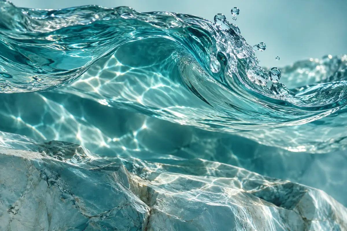 Abstraktná AI grafika — Aqua / štúdia