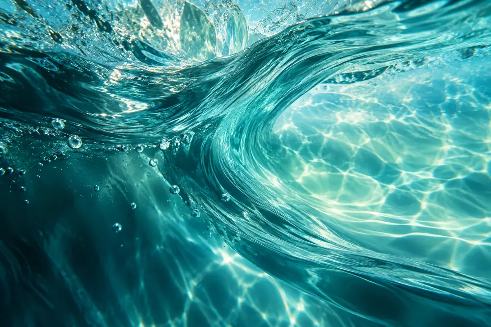 Abstraktná AI grafika Aqua – vodný oblúk